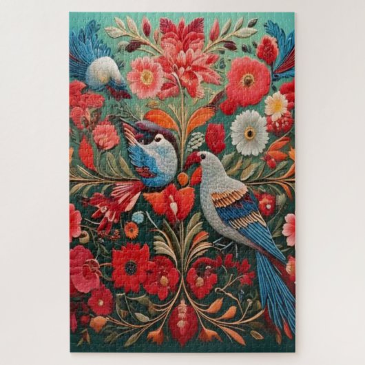 Garten der Harmonie – Vintage Birds Puzzle (Vertikal)