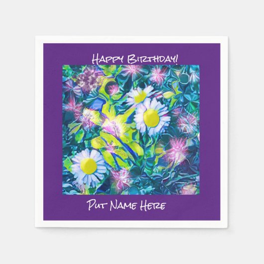 Garten der Liebe Wildblumen Geburtstag Napkins Serviette (Vorderseite)