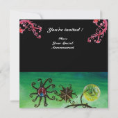 GARTEN DER MELISSA 2, hell rot, rosa grün Einladung (Rückseite)