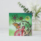 GARTEN DER MELISSA 2, rot, rosa violett Einladung (Stehend Vorderseite)