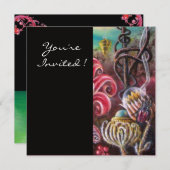 GARTEN DER MELISSA 2, schwarz, weiß, Fuchsia Einladung (Vorne/Hinten)