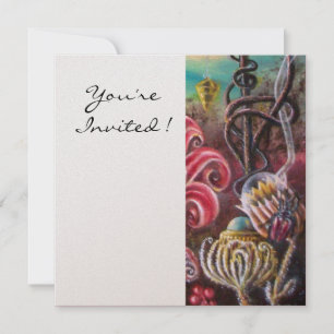 GARTEN DER MELISSA 2, Weißer Champagner, Fuchsia Einladung