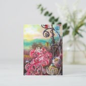 GARTEN DER MELISSA, hell rot, rosa blau Einladung (Stehend Vorderseite)