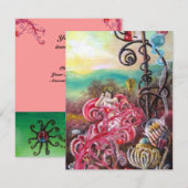 GARTEN DER MELISSA, hell rot, rosa Einladung (Vorne/Hinten)