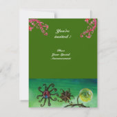 GARTEN DER MELISSA, hell rot, rosa grün Einladung (Rückseite)