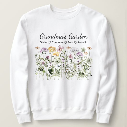 Garten der personalisierten Großeltern-Wildblume Sweatshirt (Design vorne)