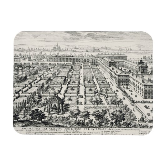 Gärten der Quirinale, von 'Li Giardini di Rom Magnet (Horizontal)