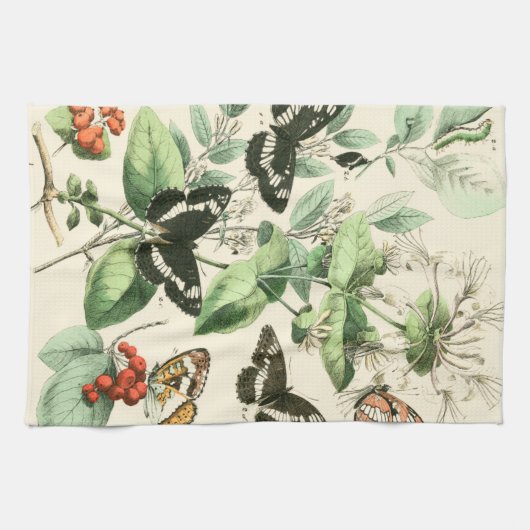 Garten der Schmetterlinge und Blume Geschirrtuch (Horizontal)