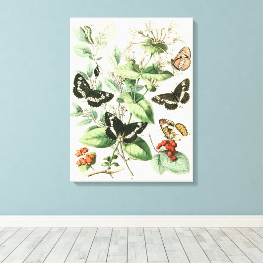 Garten der Schmetterlinge und Blume Leinwanddruck (Insitu (Holzboden))