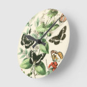 Garten der Schmetterlinge und der Blumen Runde Wanduhr (Winkel)
