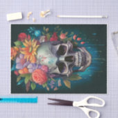 Garten der Toten, Schädel und Blütenkrone Seidenpapier (Handwerk)