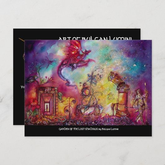 GARTEN DER VERLORENEN SCHADOWS Fliegender Red Drag Einladungspostkarte (Vorne/Hinten)