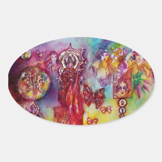 GARTEN DER VERLORENEN SCHATTEN, FEE UND SCHALTFLÄC OVALER AUFKLEBER (Vorderseite)