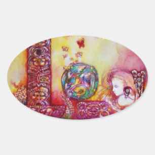 GARTEN DER VERLORENEN SCHATTEN, FEE UND SCHALTFLÄC OVALER AUFKLEBER