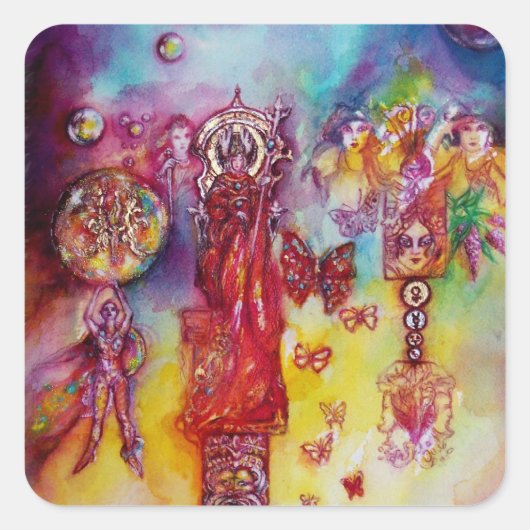 GARTEN DER VERLORENEN SCHATTEN, FEE UND SCHALTFLÄC QUADRATISCHER AUFKLEBER (Vorderseite)