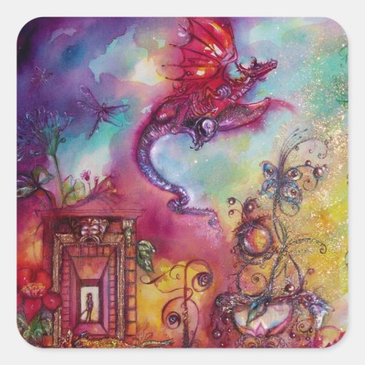 GARTEN DER VERLORENEN SCHATTEN / FLYING RED DRAGON QUADRATISCHER AUFKLEBER (Vorderseite)