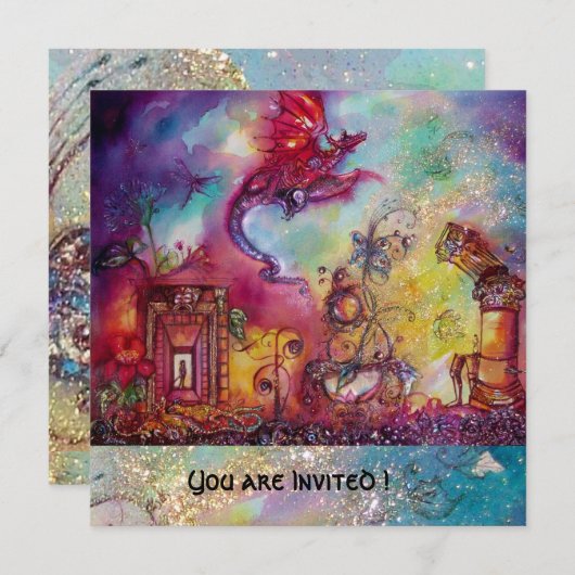 GARTEN DER VERLORENEN SCHATTEN - ROTER DRAGON FLIE EINLADUNG (Vorne/Hinten)