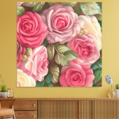 Garten der viktorianischen Rose - Pastellrosa Blum Leinwanddruck (Insitu (Wohnzimmer))
