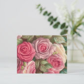 Garten der viktorianischen Rose - Pastellrosa Blum Postkarte (Stehend Vorderseite)