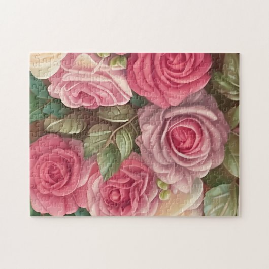 Garten der viktorianischen Rose - Pastellrosa Blum Puzzle (Horizontal)