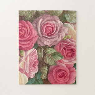 Garten der viktorianischen Rose - Pastellrosa Blum Puzzle