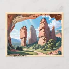 Garten des Gottes Illinois Vintage Reise Postkarte