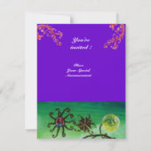 GARTEN DES MELISSA, hell rot, rosa violett Einladung (Rückseite)