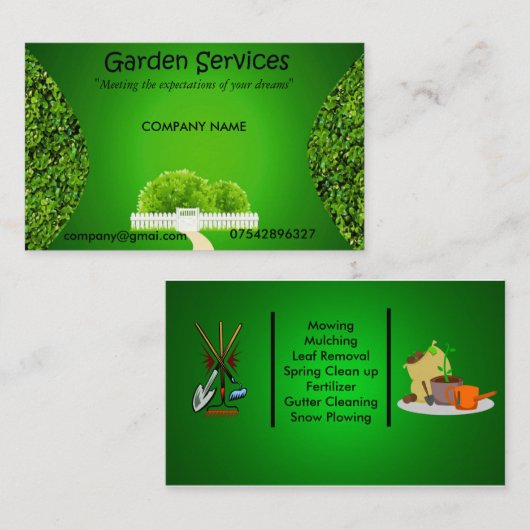 Garten-Dienstleistungsunternehmenkarte Visitenkarte (Vorne/Hinten)