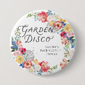 Garten Disco Junggesellinnenabschied Anstecker Pin Button (Vorderseite)