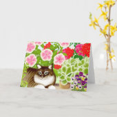 Garten-Dschungel-Katze Karte (Gelbe Blume)