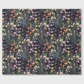 Garten Dunkler Hintergrund Wildblumen Floralmuster Geschenkpapier (Flach)