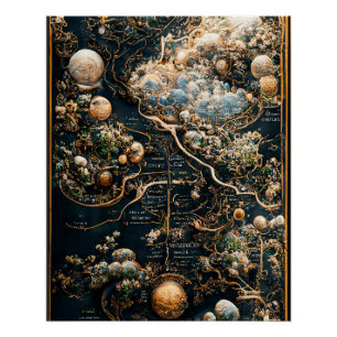 Garten Eden Map, Himmelskartografie Poster