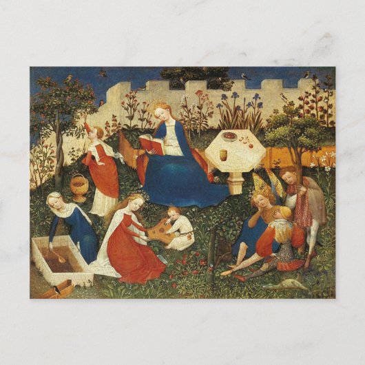 Garten Eden Mittelalter Kunst Postkarte (Vorderseite)