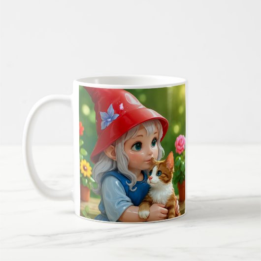 Garten-Elf-Katze Kaffeetasse (Links)