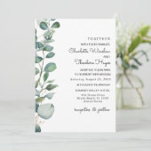Garten Eukalyptus & Grüne Einladung zur Hochzeit (Stehend Vorderseite)