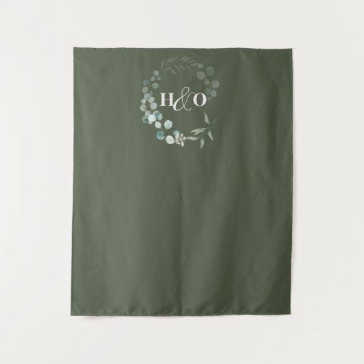 Garten Eukalyptus Monogramm Salbei Hochzeit Wandteppich (Vorderseite)