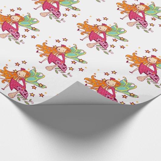 Garten-Fee auf Pilz Geschenkpapier (Ecke)