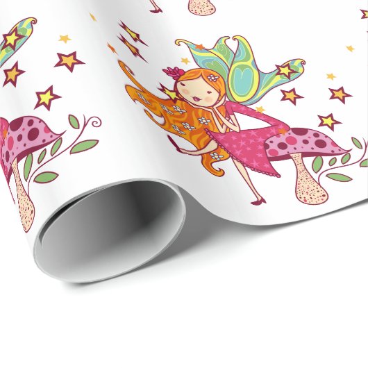 Garten-Fee auf Pilz Geschenkpapier (Rolleneckpunkt)