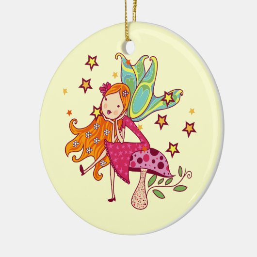 Garten-Fee auf Pilz Keramikornament (Links)