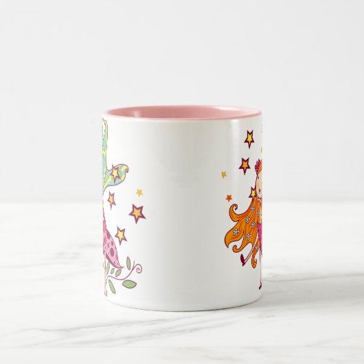 Garten-Fee auf Pilz Zweifarbige Tasse (Mittel)