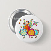 Garten-Fee mit Blumen Button (Vorne & Hinten)