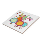 Garten-Fee mit Blumen Fliese (Seite)