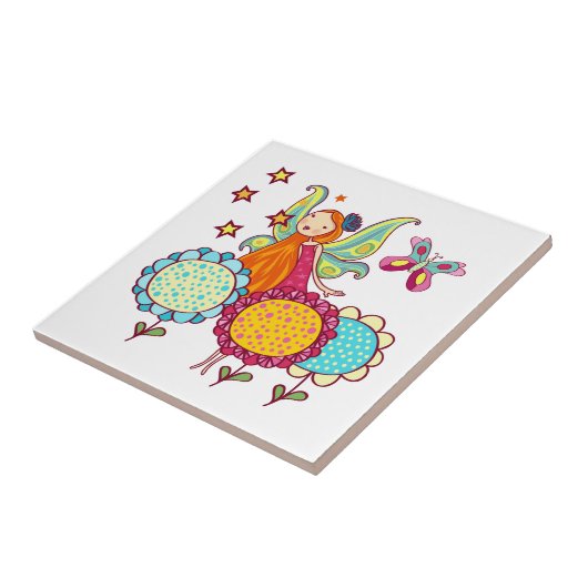 Garten-Fee mit Blumen Fliese (Seite)