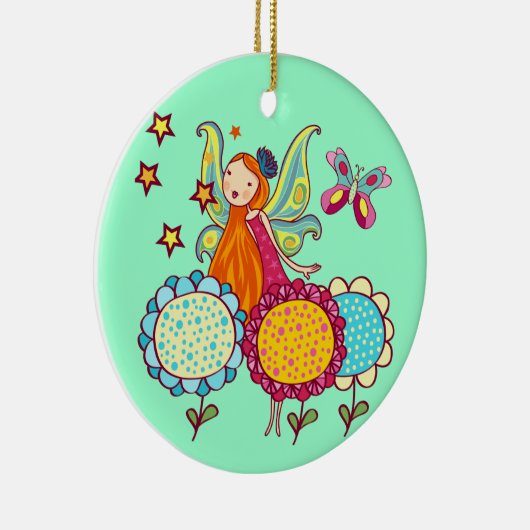 Garten-Fee mit Blumen Keramik Ornament (Rechts)