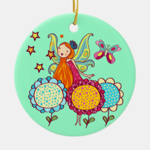 Garten-Fee mit Blumen Keramik Ornament