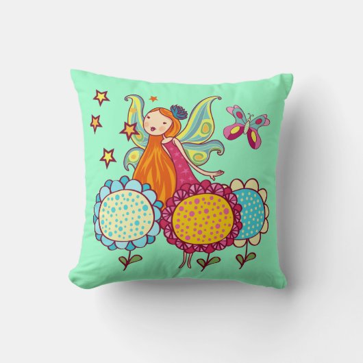 Garten-Fee mit Blumen Kissen (Vorderseite)