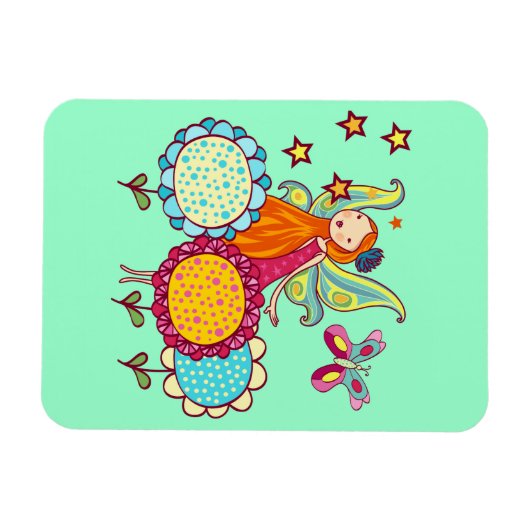 Garten-Fee mit Blumen Magnet (Horizontal)