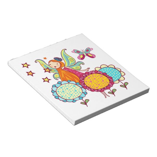 Garten-Fee mit Blumen Notizblock (angewinkelt)