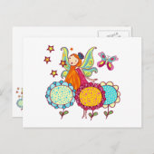 Garten-Fee mit Blumen Postkarte (Vorne/Hinten)