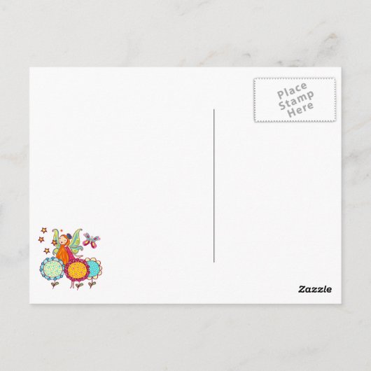 Garten-Fee mit Blumen Postkarte (Rückseite)